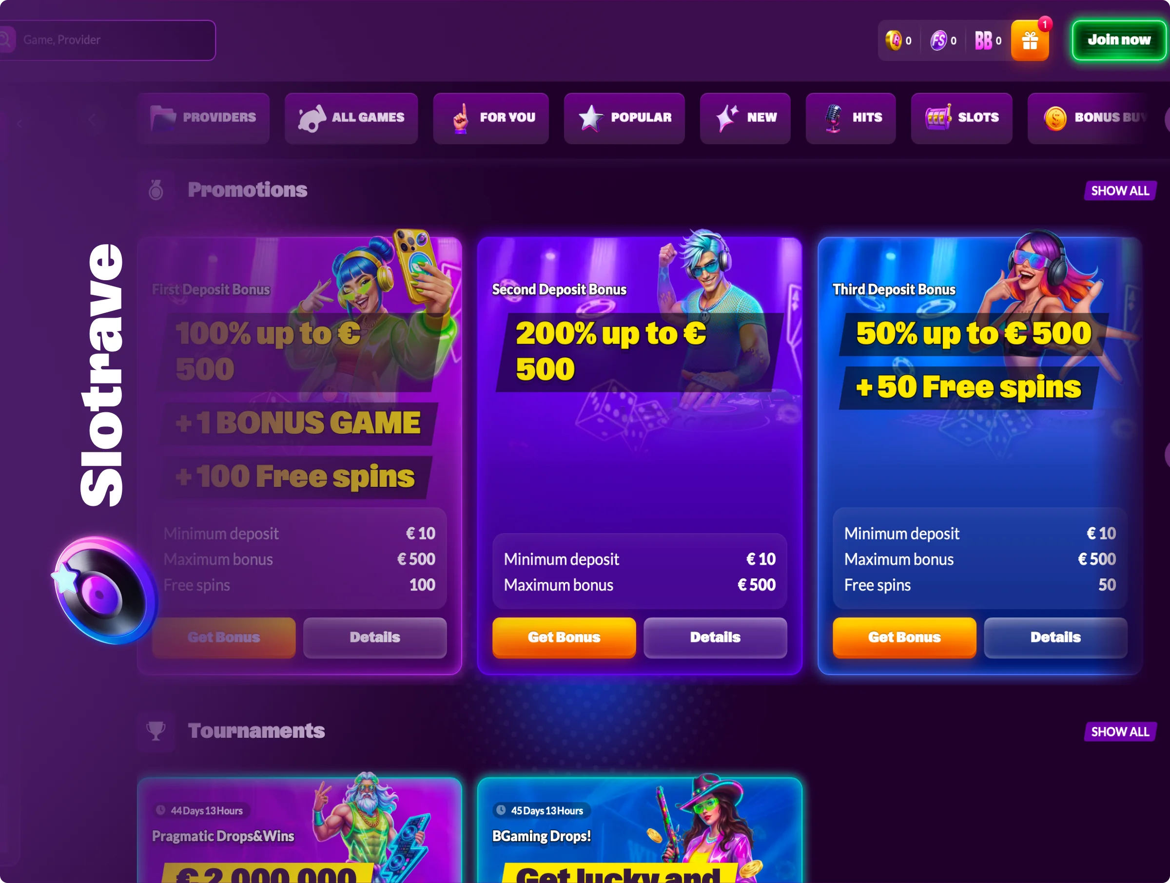 Slotrave Bonuses